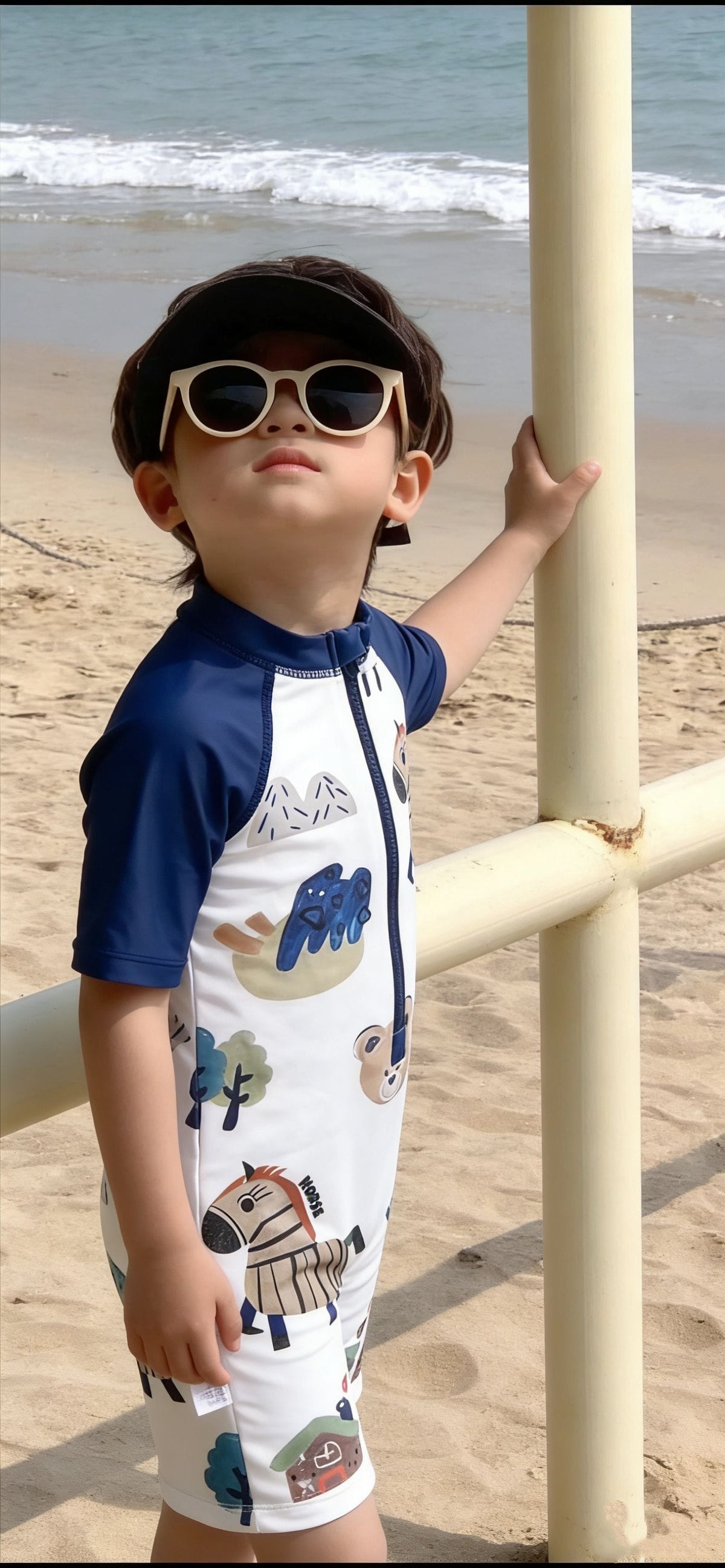 One-Piece Short-Sleeve Animals Swimwear アニマル 半袖スイムウェア 水着【mh0013331】 mamahalo kids ベビー用水着