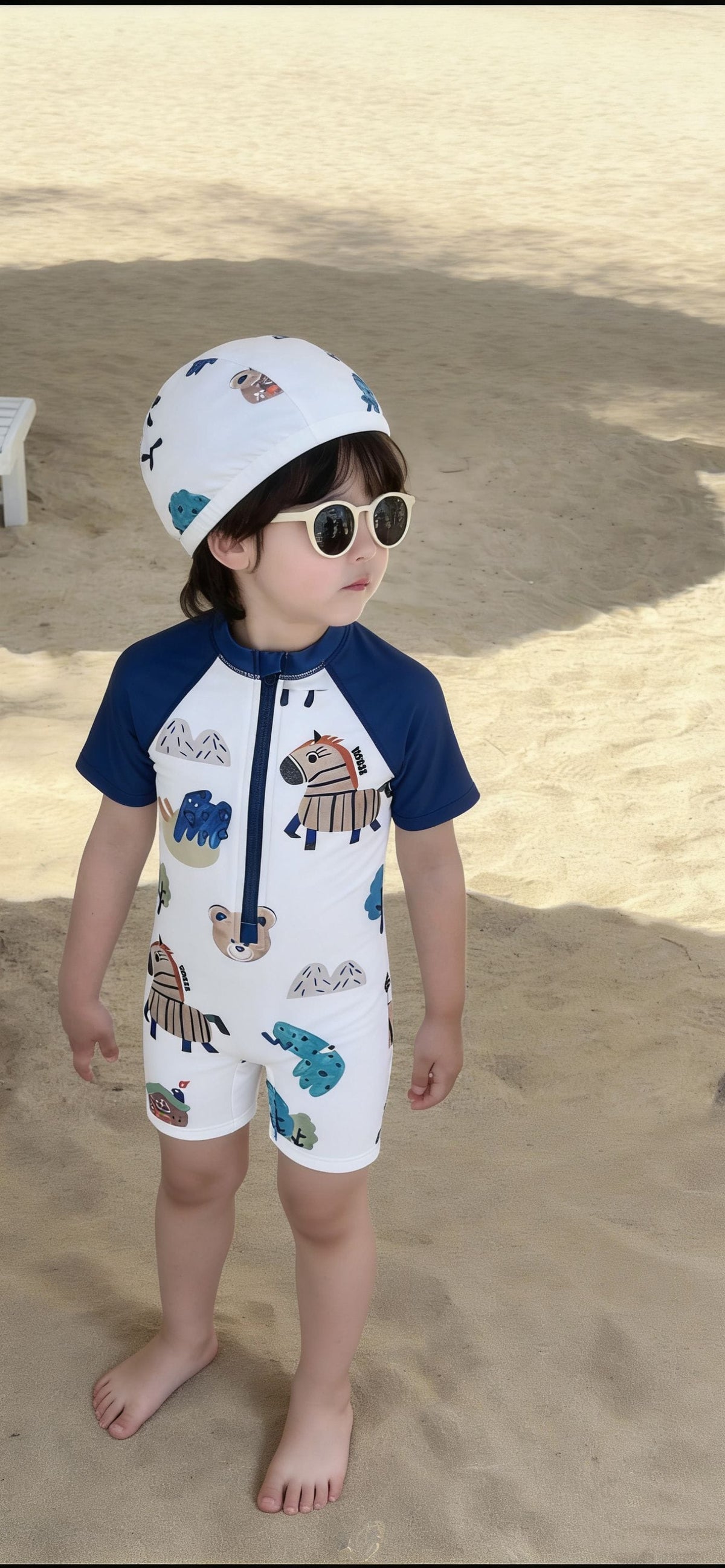 One-Piece Short-Sleeve Animals Swimwear アニマル 半袖スイムウェア 水着【mh0013331】 mamahalo kids ベビー用水着