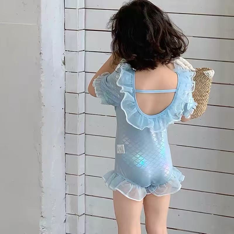 One-Piece Short-Sleeve Mermaid Swimwear ラッフル 半袖ワンピース水着【mh0013333】 mamahalo kids ベビー用水着