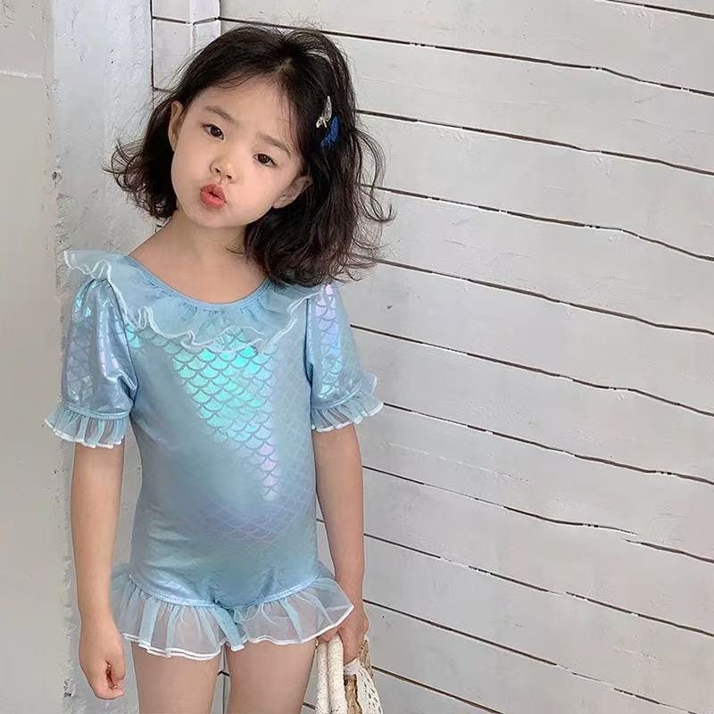 One-Piece Short-Sleeve Mermaid Swimwear ラッフル 半袖ワンピース水着【mh0013333】 mamahalo kids ベビー用水着