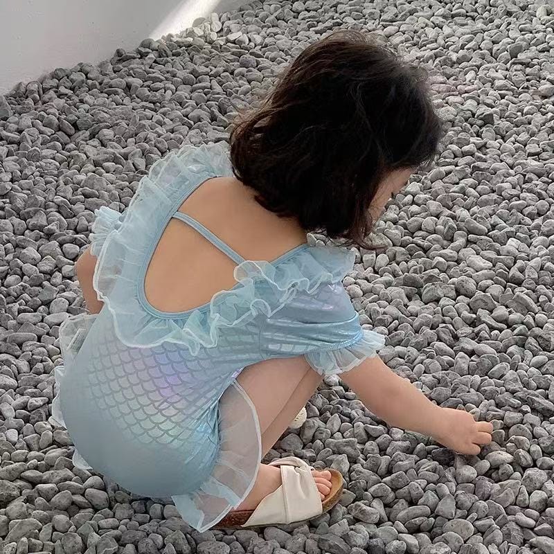 One-Piece Short-Sleeve Mermaid Swimwear ラッフル 半袖ワンピース水着【mh0013333】 mamahalo kids ベビー用水着