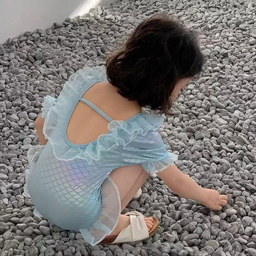 One-Piece Short-Sleeve Mermaid Swimwear ラッフル 半袖ワンピース水着【mh0013333】 mamahalo kids ベビー用水着