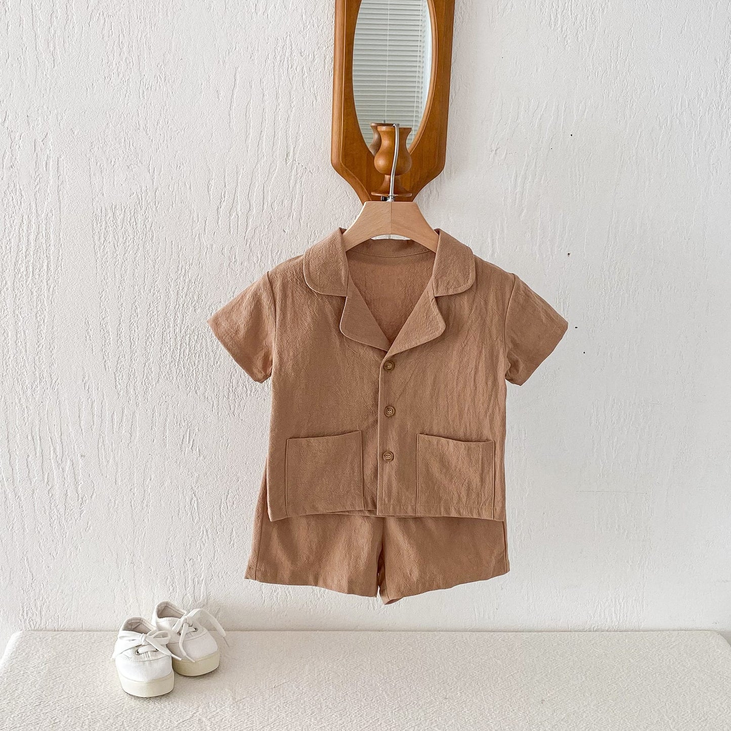 Open Collar Shirt & Shorts Set オープンカラー 半袖 セットアップ【mh0012723】 angou 半袖セットアップ