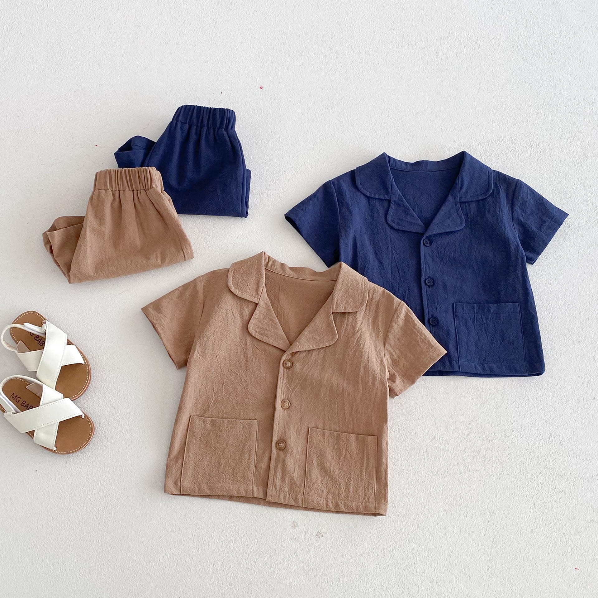 Open Collar Shirt & Shorts Set オープンカラー 半袖 セットアップ【mh0012723】 angou 半袖セットアップ