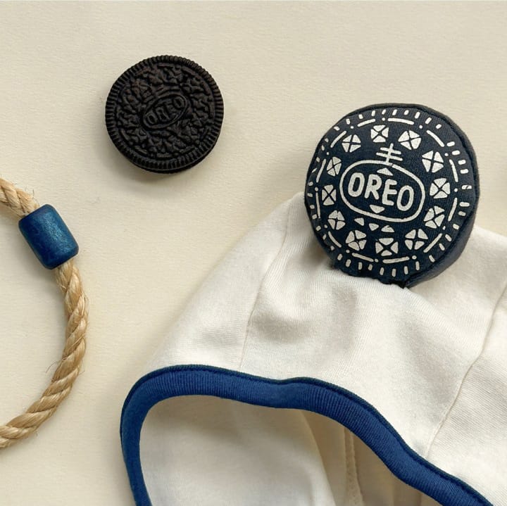 Oreo Milk Print Romper Bonnet Set クッキー 半袖ロンパース 帽子 セット【mh0013389】 TOMMY'S GIFTS 半袖ロンパース