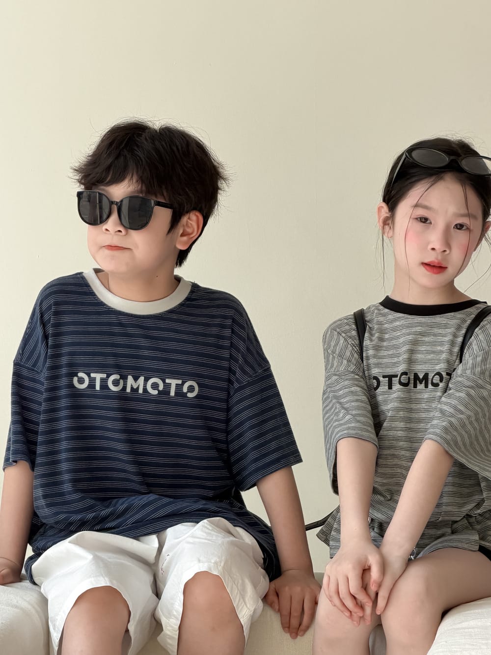 Oversized Striped Lettering Tee ボーダー 半袖Tシャツ【mh0013512】 KUMAI.KIDS 半袖Tシャツ