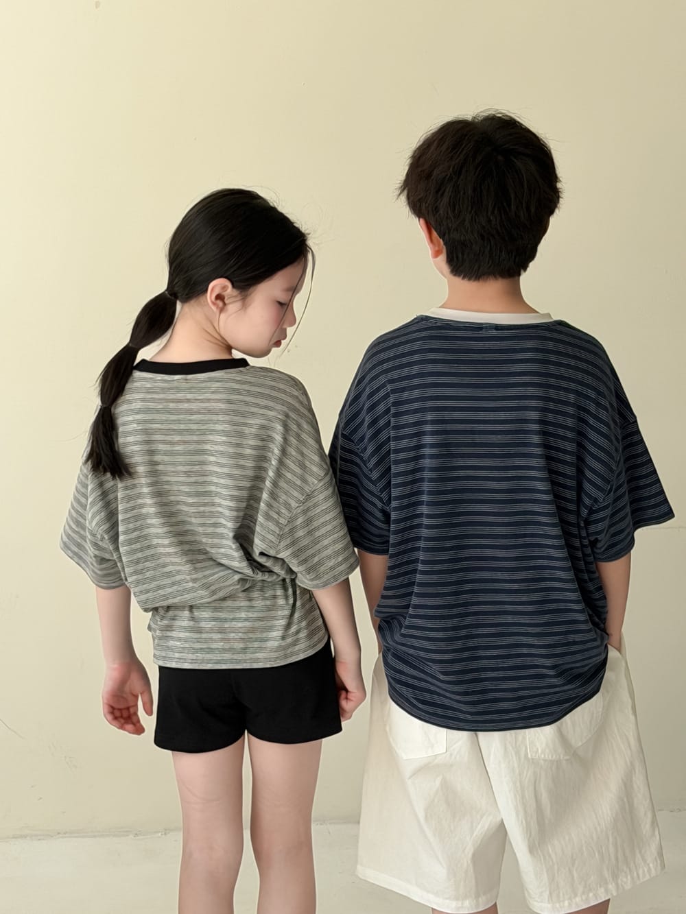 Oversized Striped Lettering Tee ボーダー 半袖Tシャツ【mh0013512】 KUMAI.KIDS 半袖Tシャツ