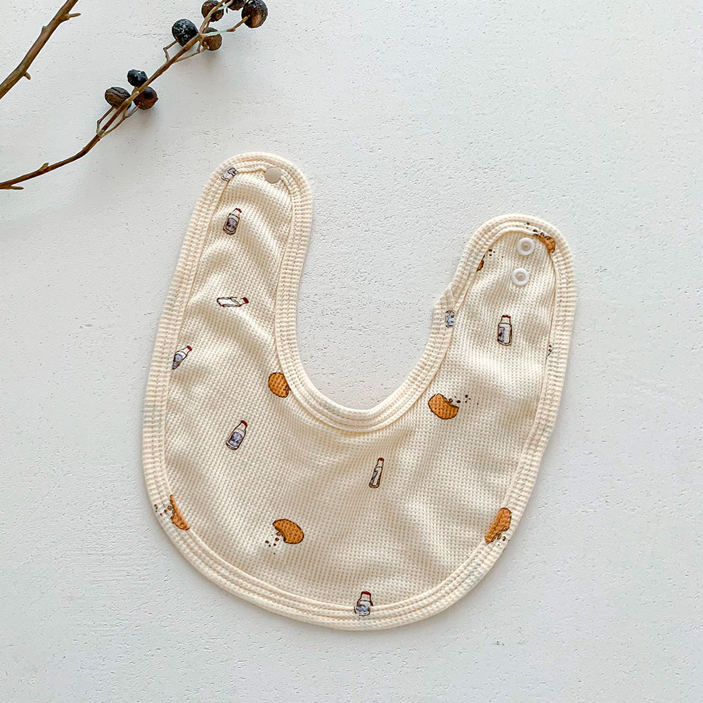 よだれかけ Bottle Waffle Print Absorbent Baby Bib ワッフル プリント スタイ ビブ【mh0011988】