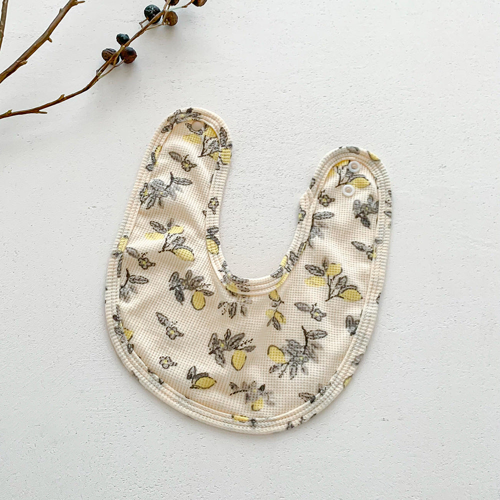 よだれかけ Lemon Waffle Print Absorbent Baby Bib ワッフル プリント スタイ ビブ【mh0011988】