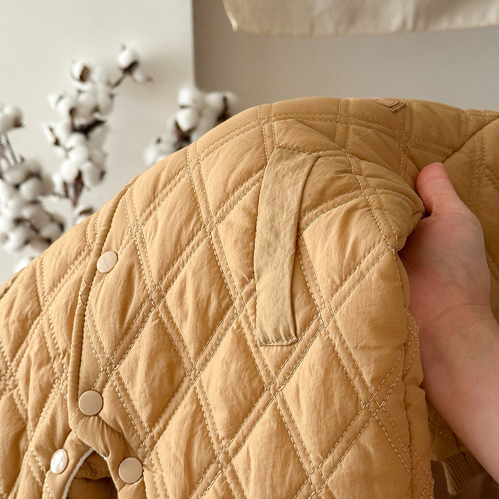 アウタージャンプスーツ アウタージャンプスーツ ロンパース キルティング 中綿 厚手 ダイヤ柄 カバーオール【mh0011688】