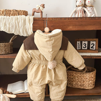 アウタージャンプスーツ アウタージャンプスーツ 中綿 厚手 フード付 ボア カバーオール【mh0011692】