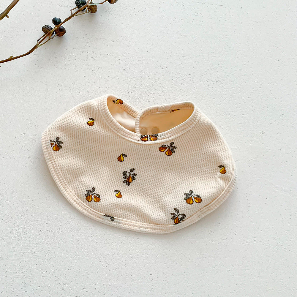 よだれかけ Pear Waffle Print Absorbent Baby Bib ワッフル プリント スタイ ビブ【mh0011988】