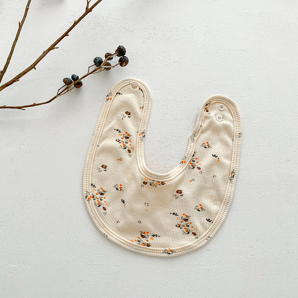 よだれかけ Small wild flower Waffle Print Absorbent Baby Bib ワッフル プリント スタイ ビブ【mh0011988】