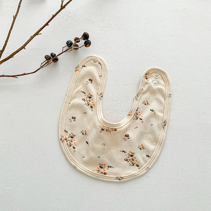 よだれかけ Small wild flower Waffle Print Absorbent Baby Bib ワッフル プリント スタイ ビブ【mh0011988】