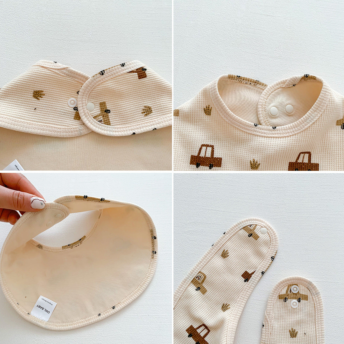 よだれかけ Waffle Print Absorbent Baby Bib ワッフル プリント スタイ ビブ【mh0011988】