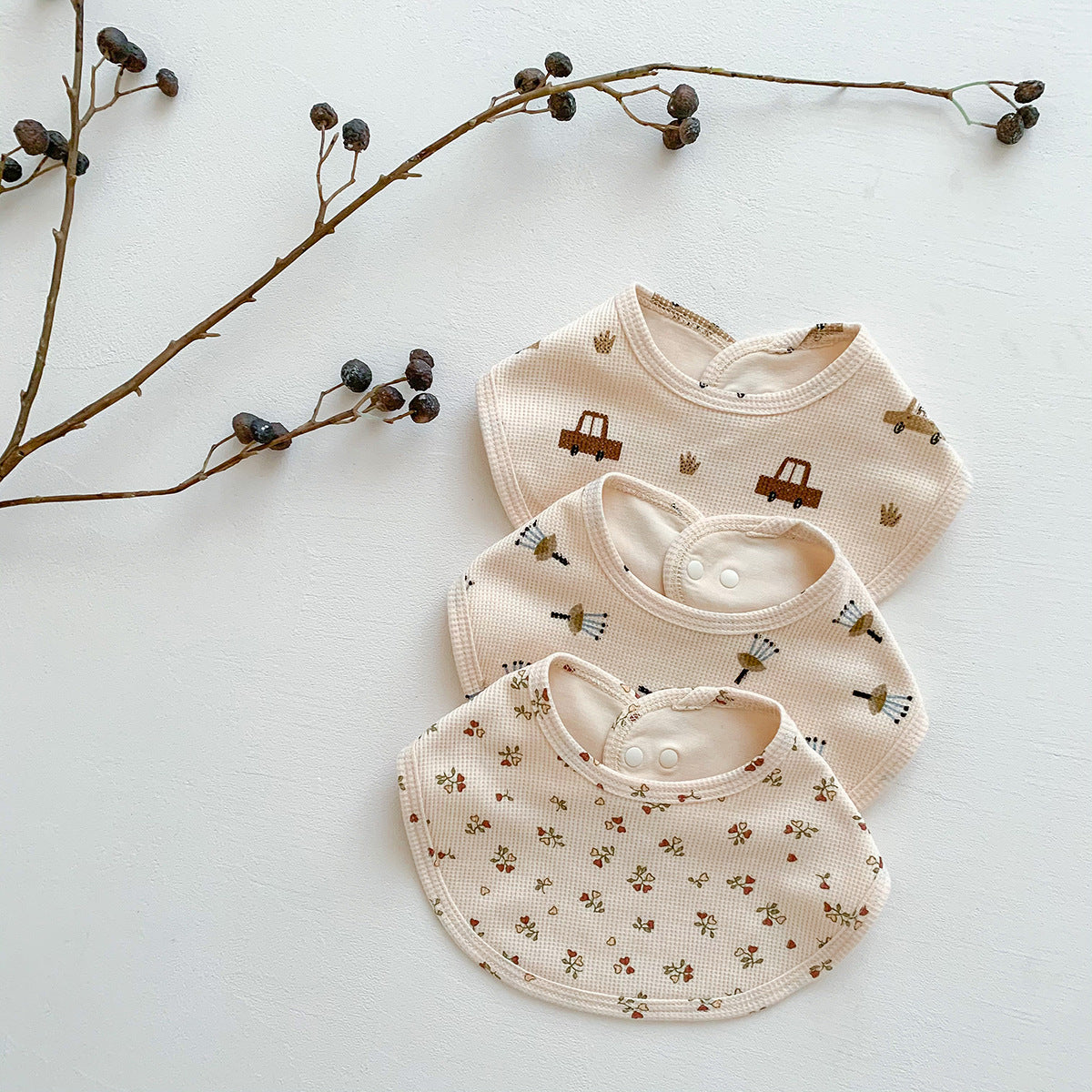 よだれかけ Waffle Print Absorbent Baby Bib ワッフル プリント スタイ ビブ【mh0011988】