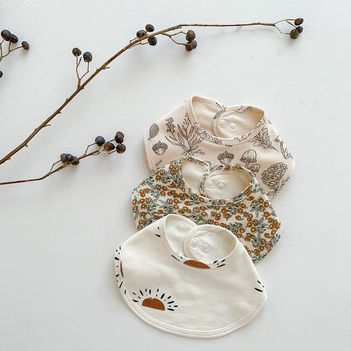 よだれかけ Waffle Print Absorbent Baby Bib ワッフル プリント スタイ ビブ【mh0011988】