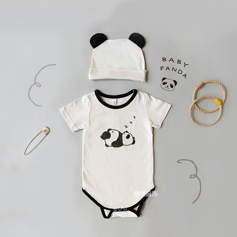 Panda Costume Short-Sleeve Romper With Hat Set パンダ 半袖ロンパース コスチューム【mh0013355】 TOMMY'S GIFTS 半袖ロンパース