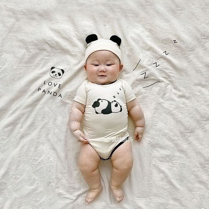Panda Costume Short-Sleeve Romper With Hat Set パンダ 半袖ロンパース コスチューム【mh0013355】 TOMMY'S GIFTS 半袖ロンパース