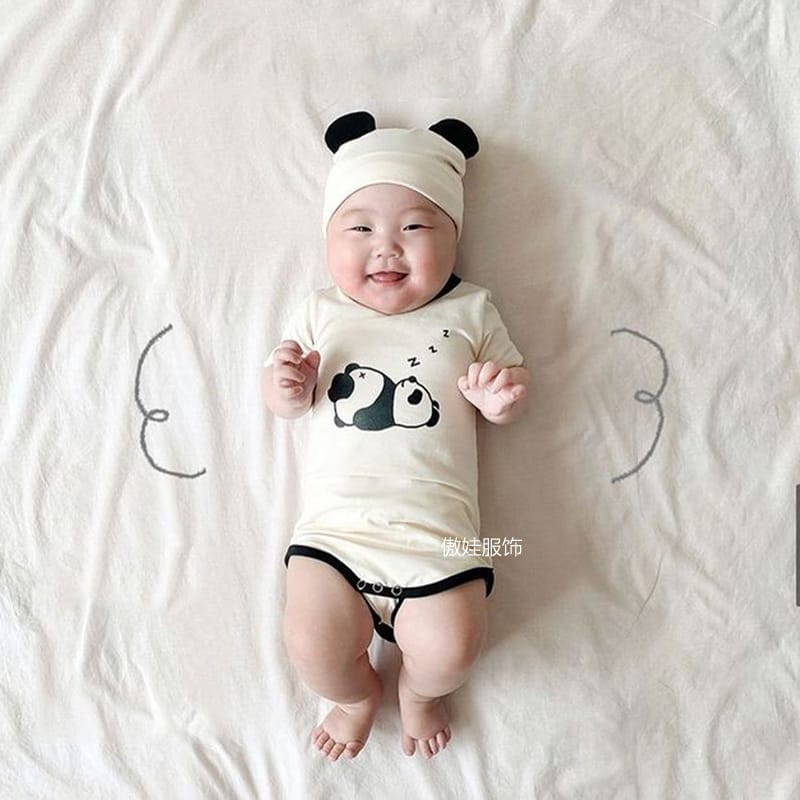 Panda Costume Short-Sleeve Romper With Hat Set パンダ 半袖ロンパース コスチューム【mh0013355】 TOMMY'S GIFTS 半袖ロンパース
