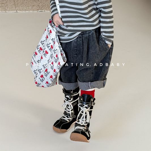 Patch Denim Cropped Jeans パッチ デニム クロップドパンツ【mh0012467】 ADbaby デニムパンツ