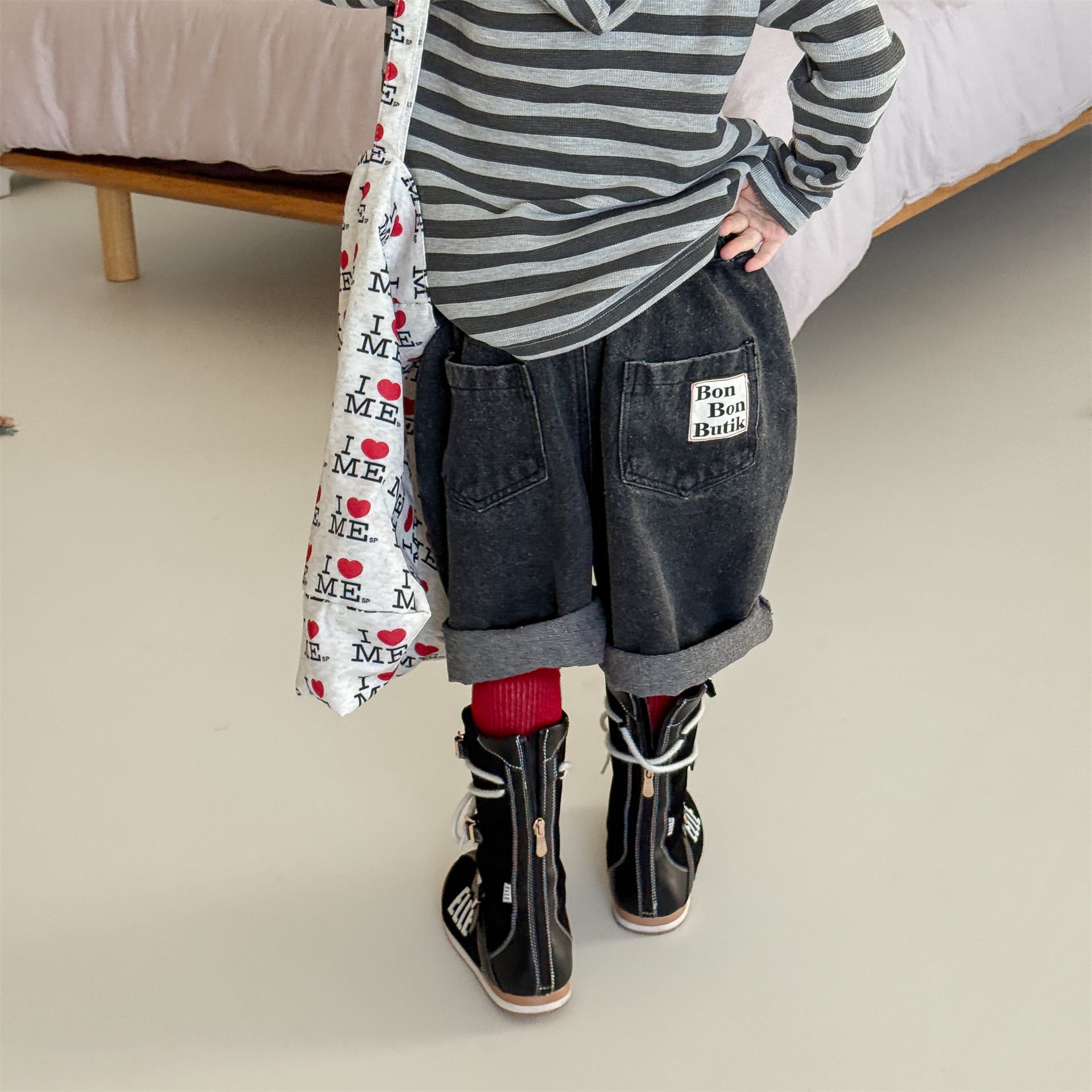 Patch Denim Cropped Jeans パッチ デニム クロップドパンツ【mh0012467】 ADbaby デニムパンツ