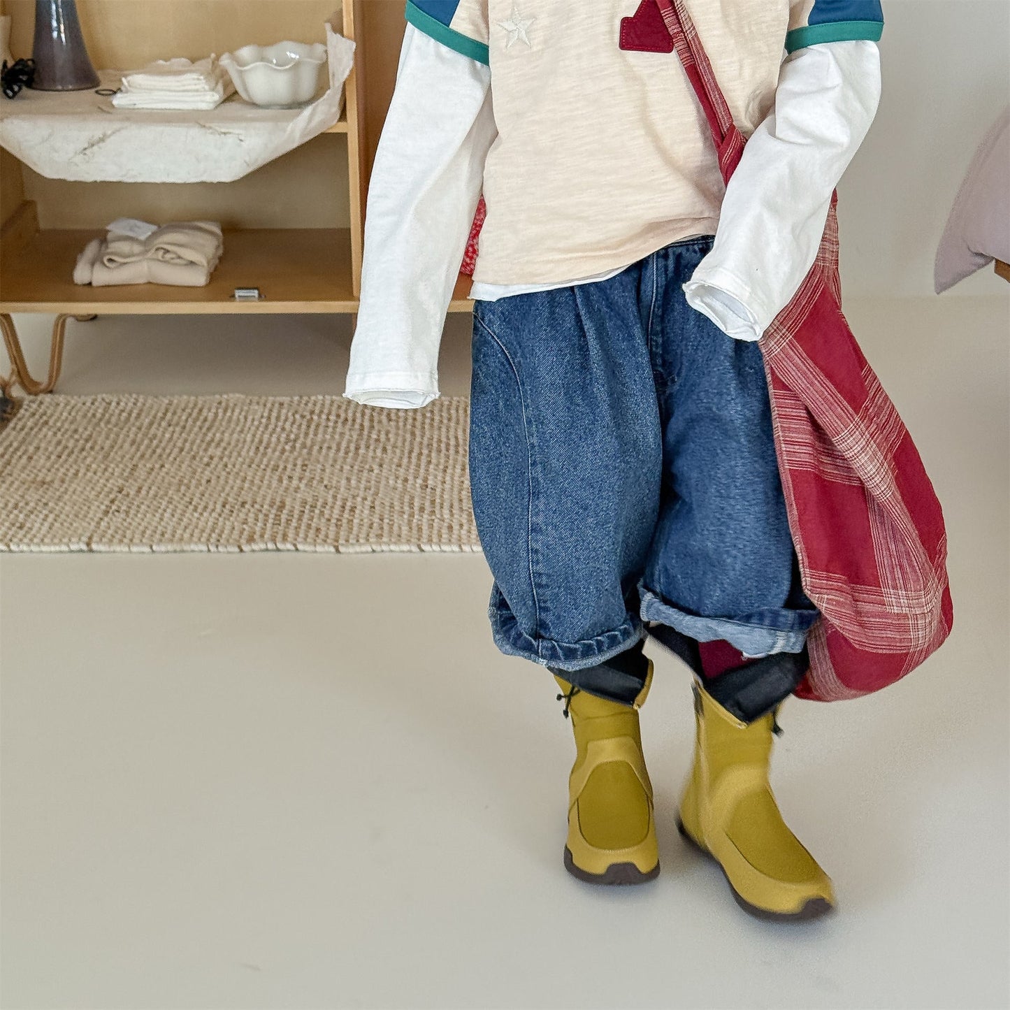 Patch Denim Cropped Jeans パッチ デニム クロップドパンツ【mh0012467】 ADbaby デニムパンツ