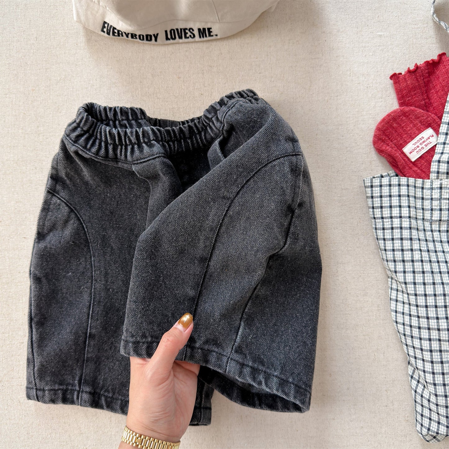 Patch Denim Cropped Jeans パッチ デニム クロップドパンツ【mh0012467】 Black / 80cm ADbaby デニムパンツ