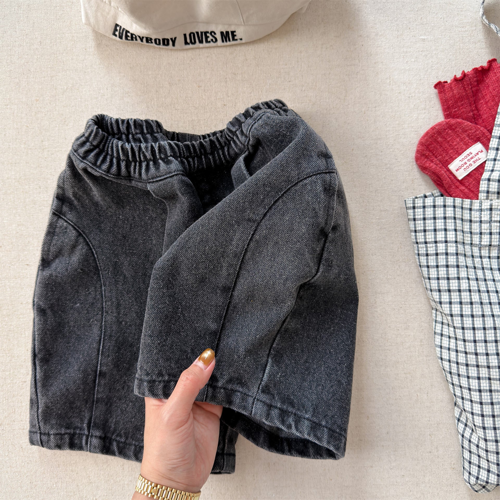 Patch Denim Cropped Jeans パッチ デニム クロップドパンツ【mh0012467】 Black / 80cm ADbaby デニムパンツ