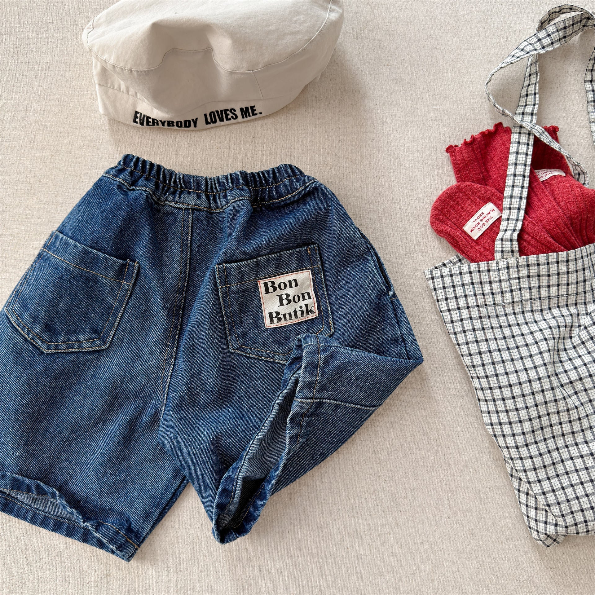 Patch Denim Cropped Jeans パッチ デニム クロップドパンツ【mh0012467】 Blue / 80cm ADbaby デニムパンツ