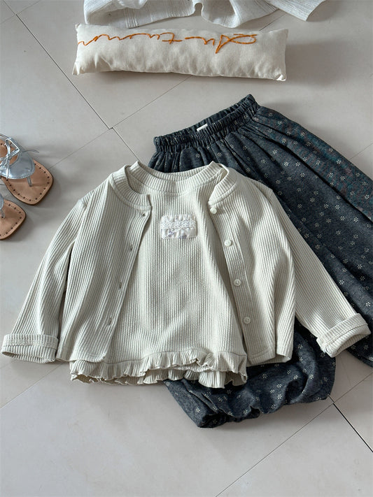 Patch Vest Layered Long Sleeve Set パッチワークベスト レイヤードトップス【mh0012276】 Laibaobao