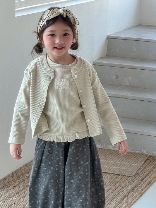 Patch Vest Layered Long Sleeve Set パッチワークベスト レイヤードトップス【mh0012276】 Laibaobao