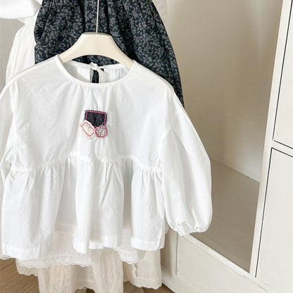 Patchwork Cotton Doll Blouse パッチワーク ドールブラウス【mh0012281】 White / 90cm Laibaobao