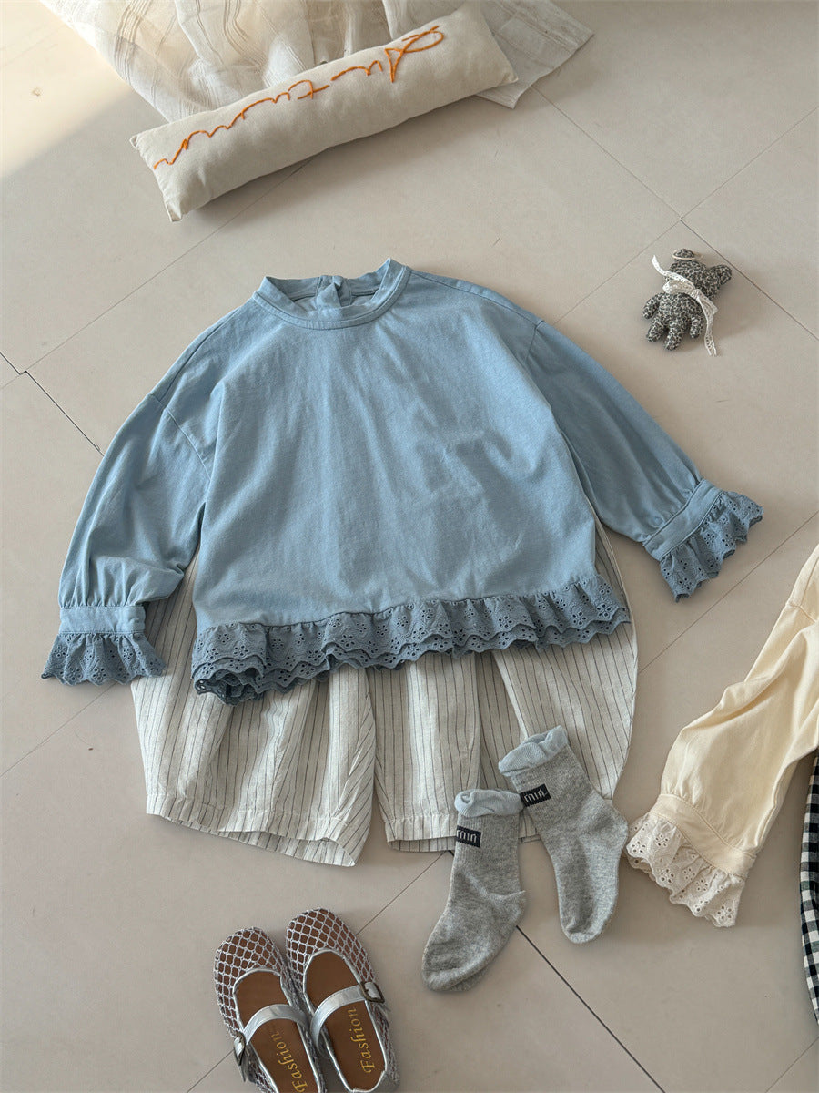 Patchwork Lace Loose Sweatshirt レースパッチワーク プルオーバー【mh0012280】 Laibaobao