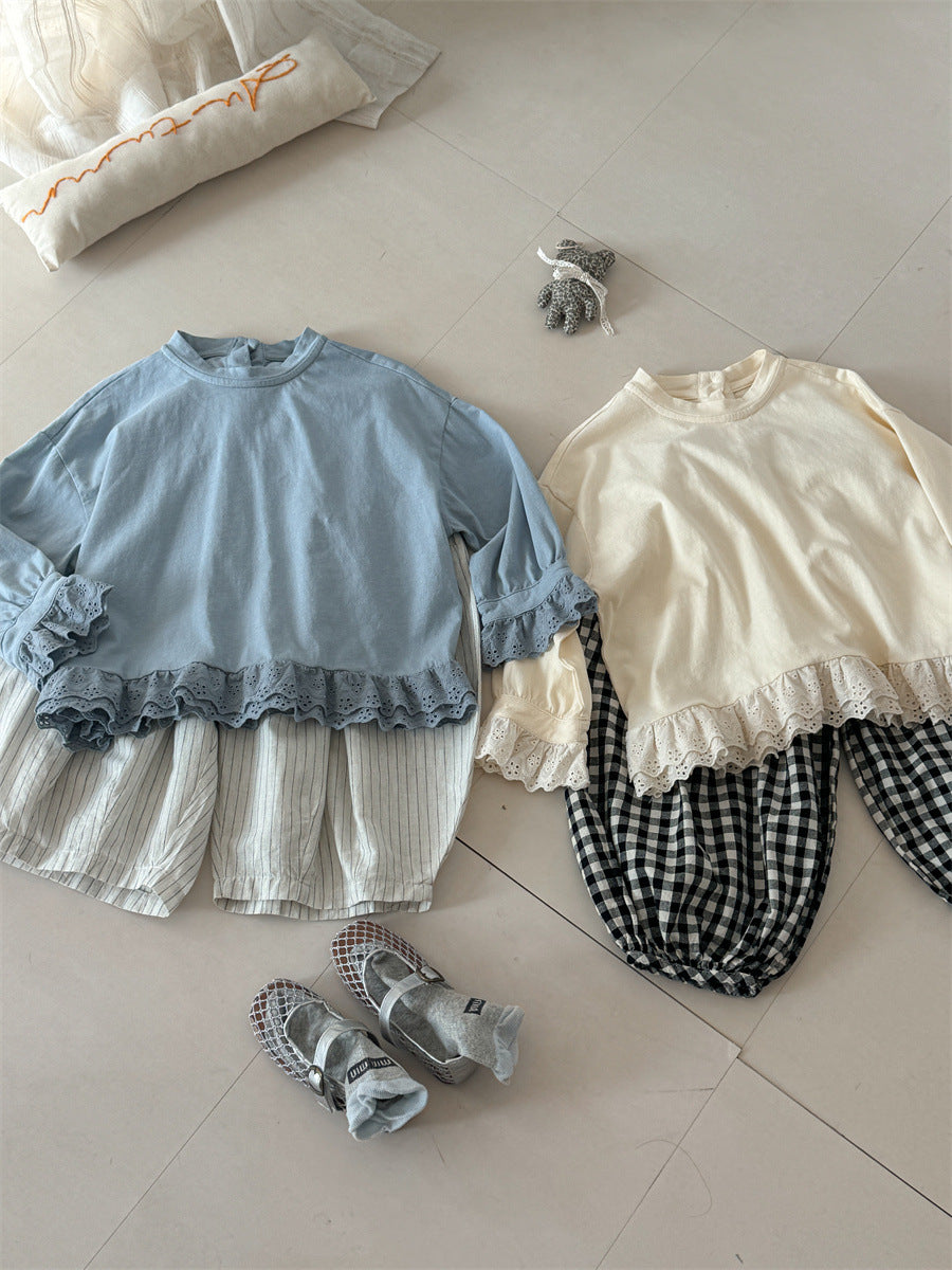 Patchwork Lace Loose Sweatshirt レースパッチワーク プルオーバー【mh0012280】 Laibaobao