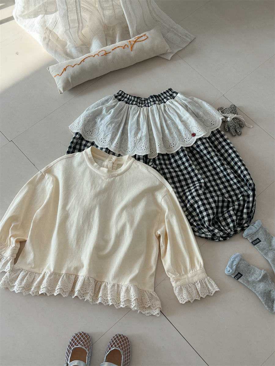 Patchwork Lace Loose Sweatshirt レースパッチワーク プルオーバー【mh0012280】 Laibaobao