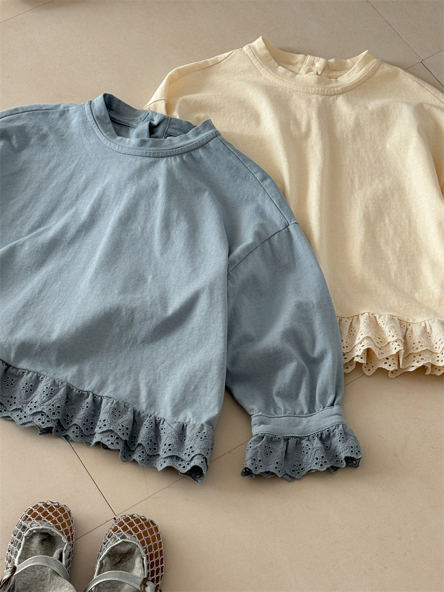 Patchwork Lace Loose Sweatshirt レースパッチワーク プルオーバー【mh0012280】 Laibaobao