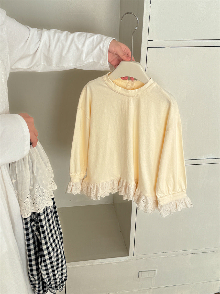 Patchwork Lace Loose Sweatshirt レースパッチワーク プルオーバー【mh0012280】 Laibaobao