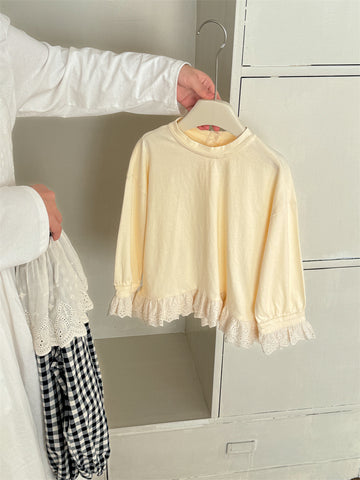 Patchwork Lace Loose Sweatshirt レースパッチワーク プルオーバー【mh0012280】 Laibaobao
