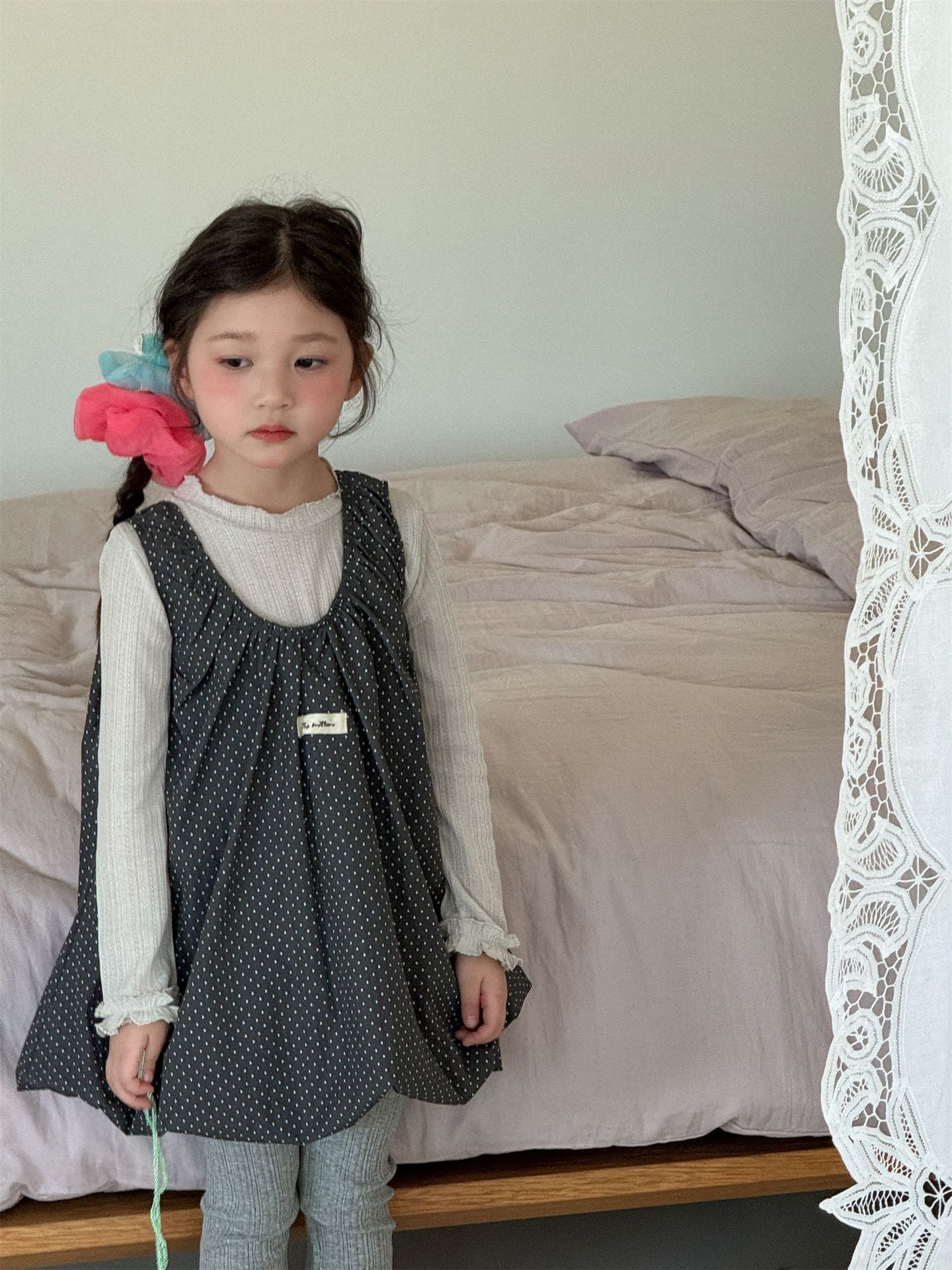 Patchwork Polka Dot Sleeveless Dress ドットパッチワーク ノースリーブワンピース【mh0012283】 Laibaobao