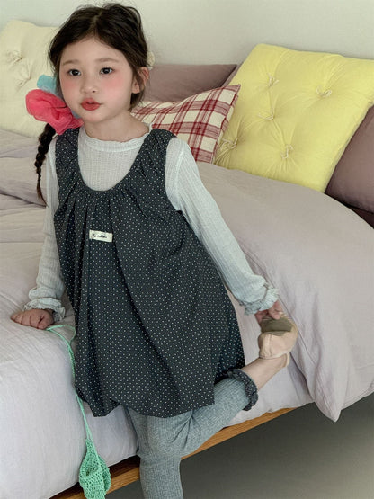 Patchwork Polka Dot Sleeveless Dress ドットパッチワーク ノースリーブワンピース【mh0012283】 Laibaobao