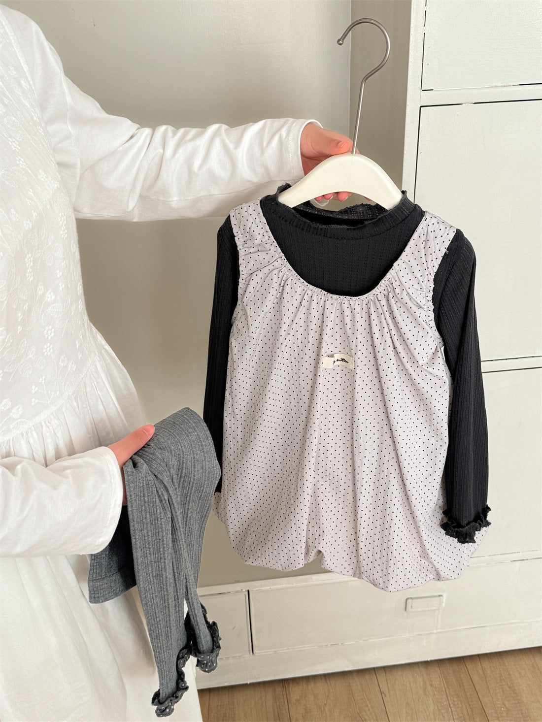 Patchwork Polka Dot Sleeveless Dress ドットパッチワーク ノースリーブワンピース【mh0012283】 Laibaobao
