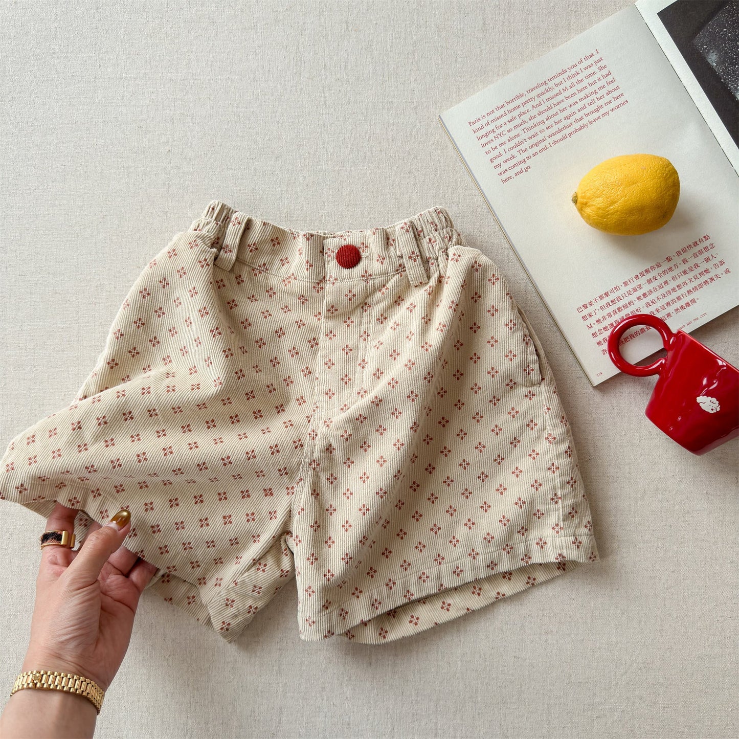 Patterned Cotton Shorts プリント ハーフパンツ【mh0012454】 Beige / 80cm ADbaby ハーフパンツ・ショートパンツ