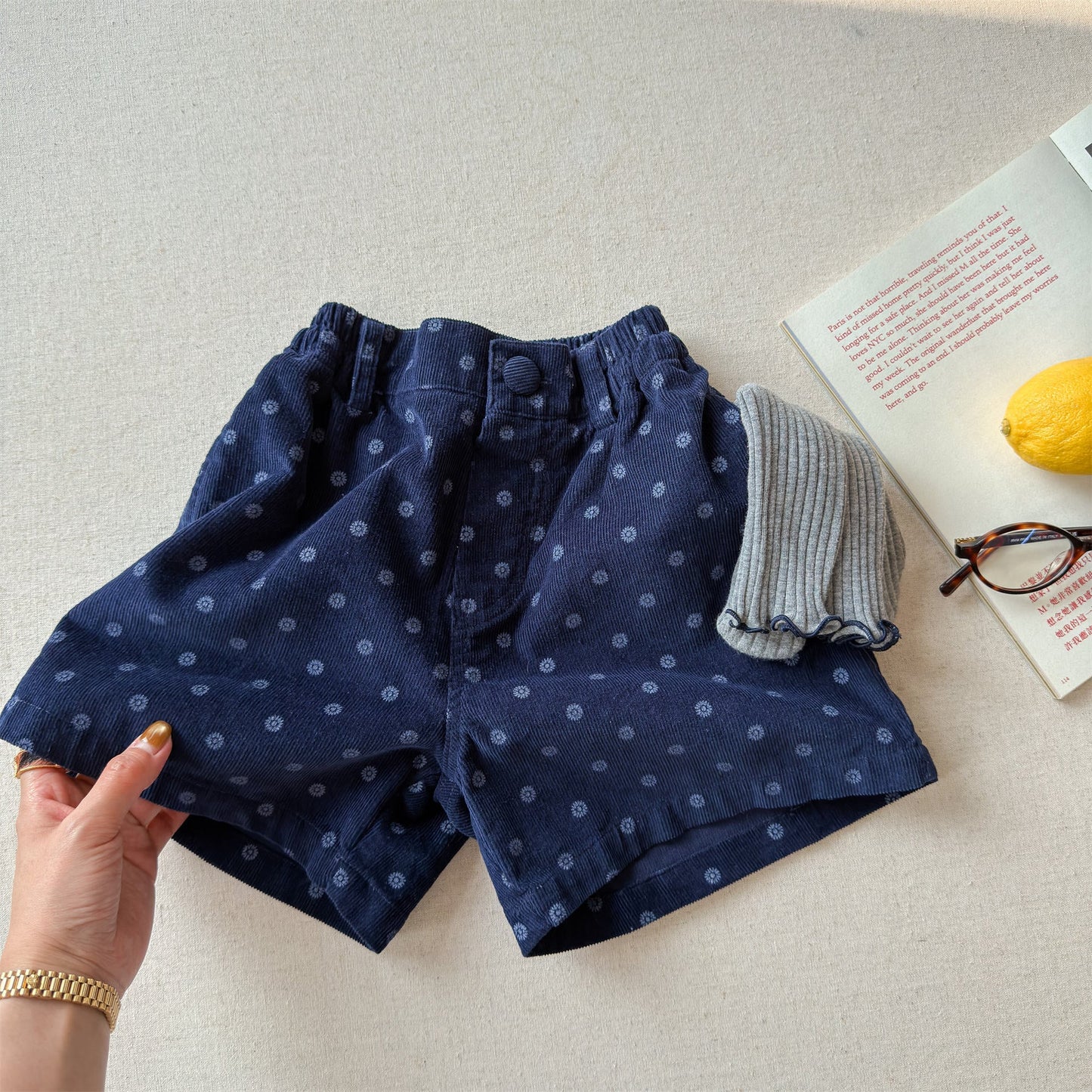 Patterned Cotton Shorts プリント ハーフパンツ【mh0012454】 Navy / 80cm ADbaby ハーフパンツ・ショートパンツ