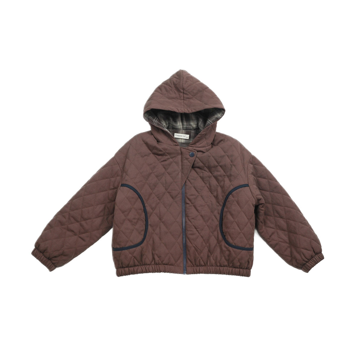 カーディガン・パーカー Brown / L Pawpaw Liu | Rhombus Brown Hooded Jacket ブラウン ダイヤ柄 フーデッドジャケット【mh0020090】