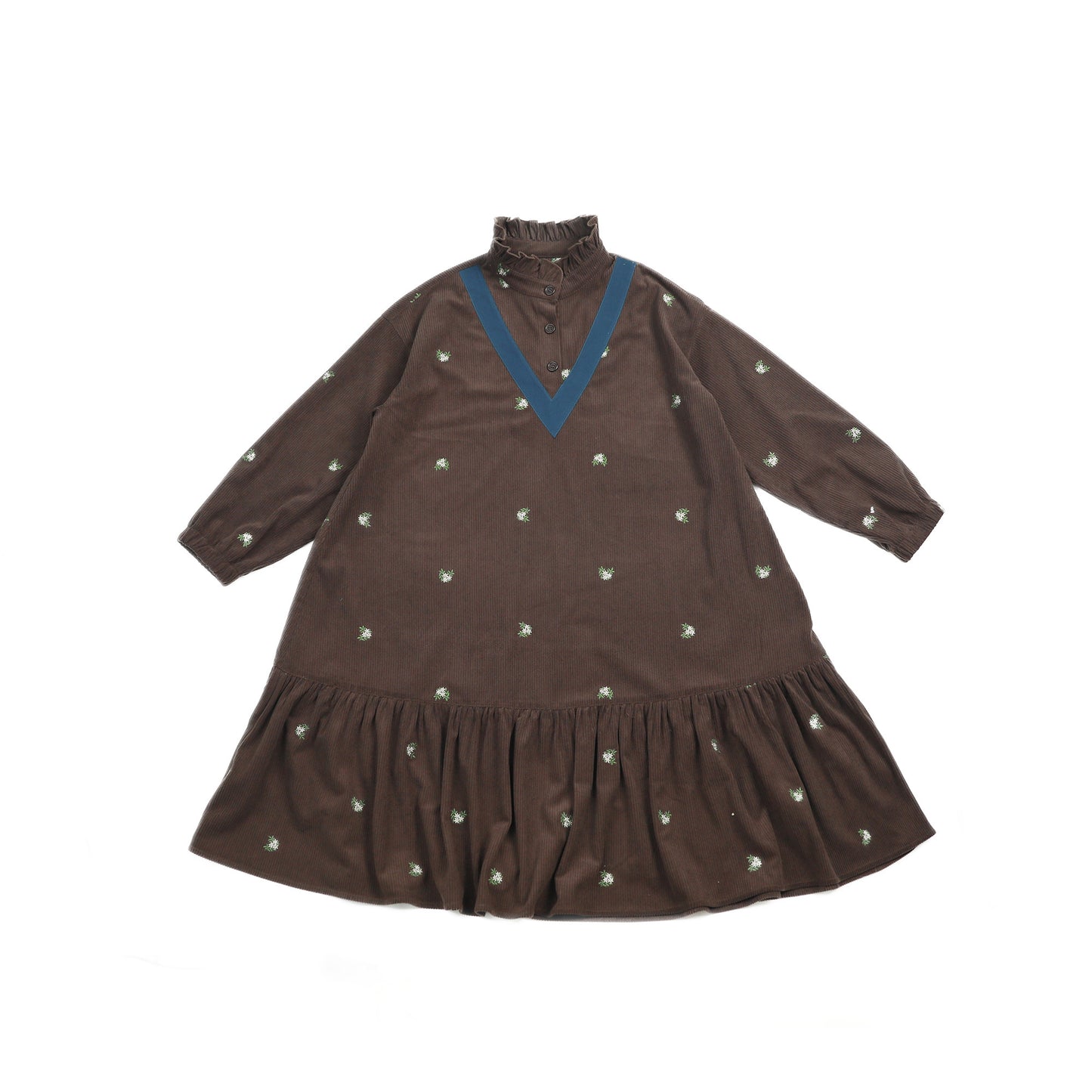 長袖ワンピース Coffee / L Pawpaw Liu | Retro Striped Velvet Dress レトロ ストライプ ベロア ワンピース【mh0020070】