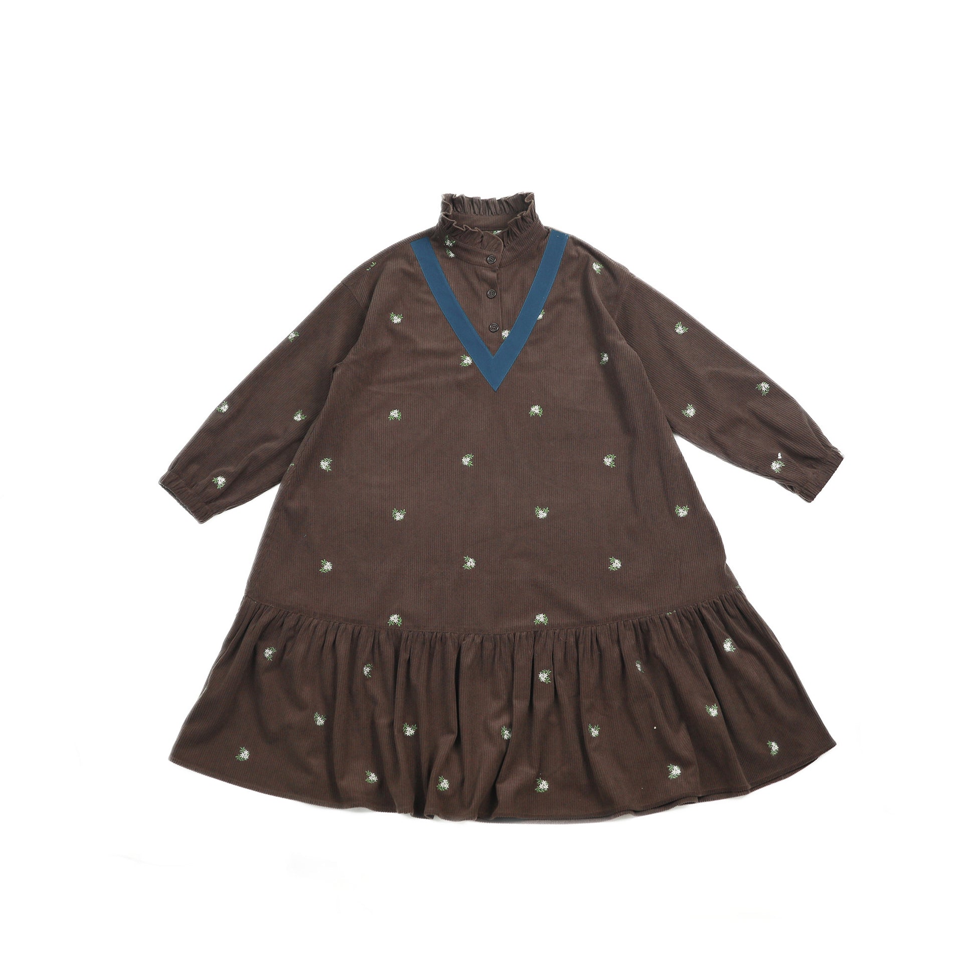 長袖ワンピース Coffee / L Pawpaw Liu | Retro Striped Velvet Dress レトロ ストライプ ベロア ワンピース【mh0020070】