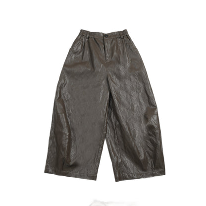 ロングパンツ・スウェットパンツ Gray Coffee / L Pawpaw Liu | Retro Coffee PU Leather Pants レトロフェイクレザーロングパンツ【mh0020066】