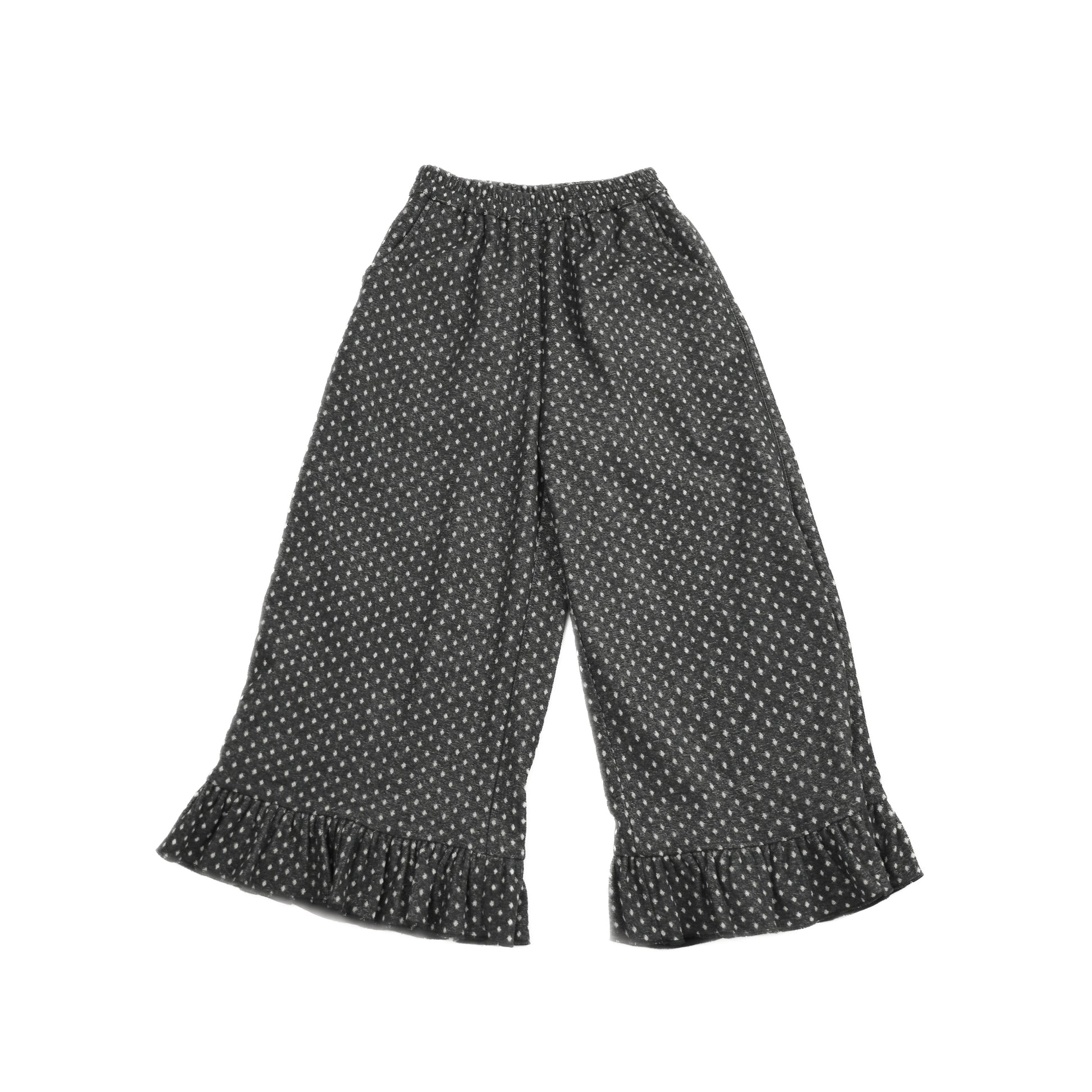 ロングパンツ・スウェットパンツ Gray / L Pawpaw Liu | Fleece Ruffled Polka Dot Pants フリース ラッフル ドット ワイドパンツ【mh0020068】