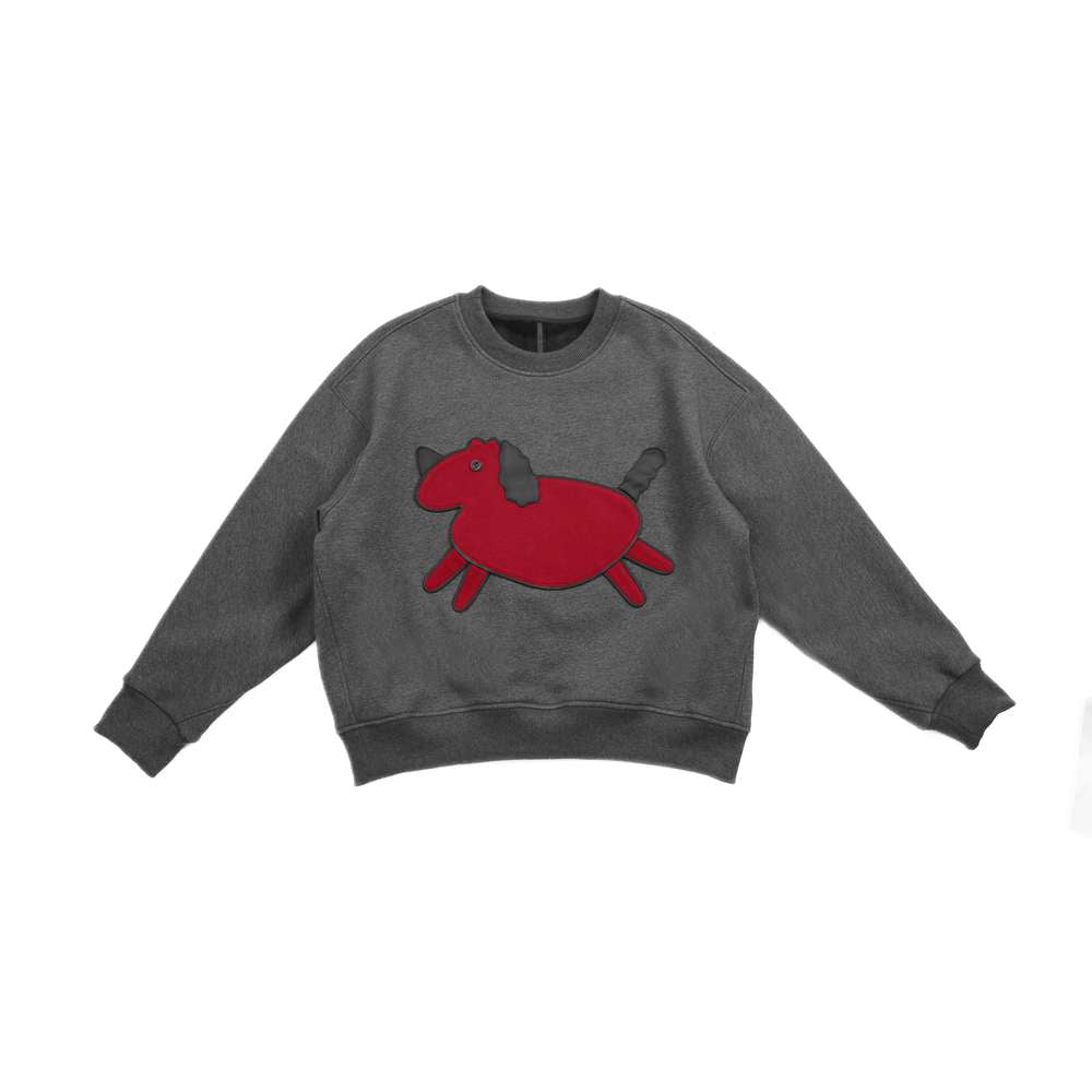 トレーナー・フーディ Gray / L Pawpaw Liu | Horse Graphic Fleece Sweatshirt ホースプリント裏起毛トレーナー【mh0020067】